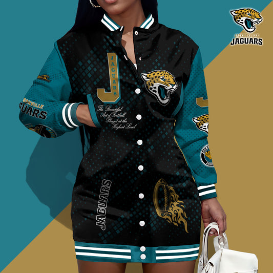 Jacksonville Jaguars Limited Edition Button Down Long Sleeve Jacket Dress