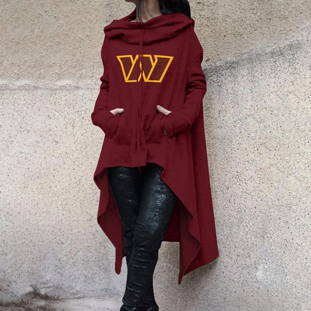 Fashionable Print Irregular Long Sleeve Sweatshirt