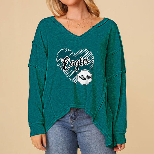 High Low V-Neck Oversized Top