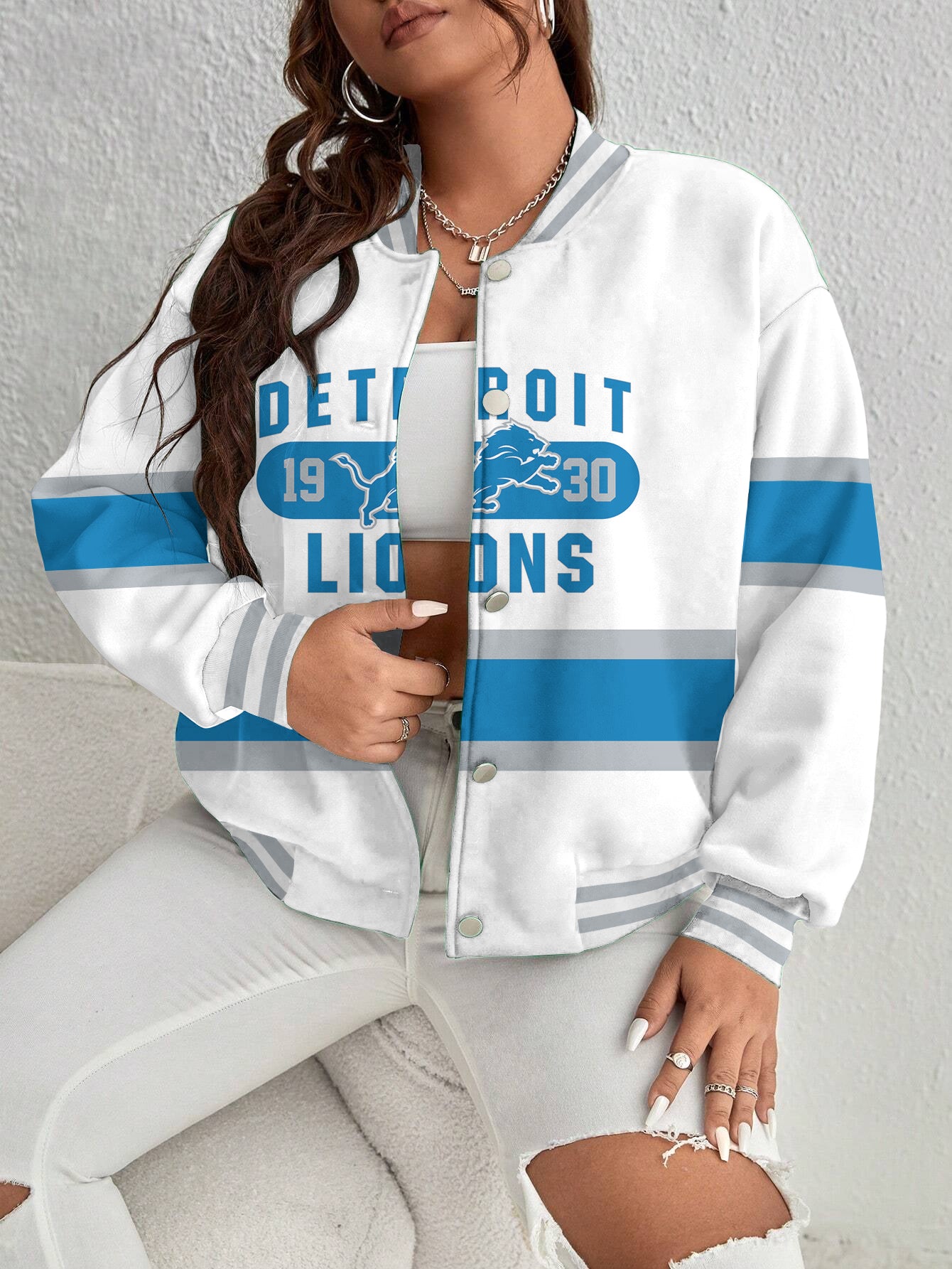 Detroit Lions Women's Long Pass Full- Snap Casual Jacket