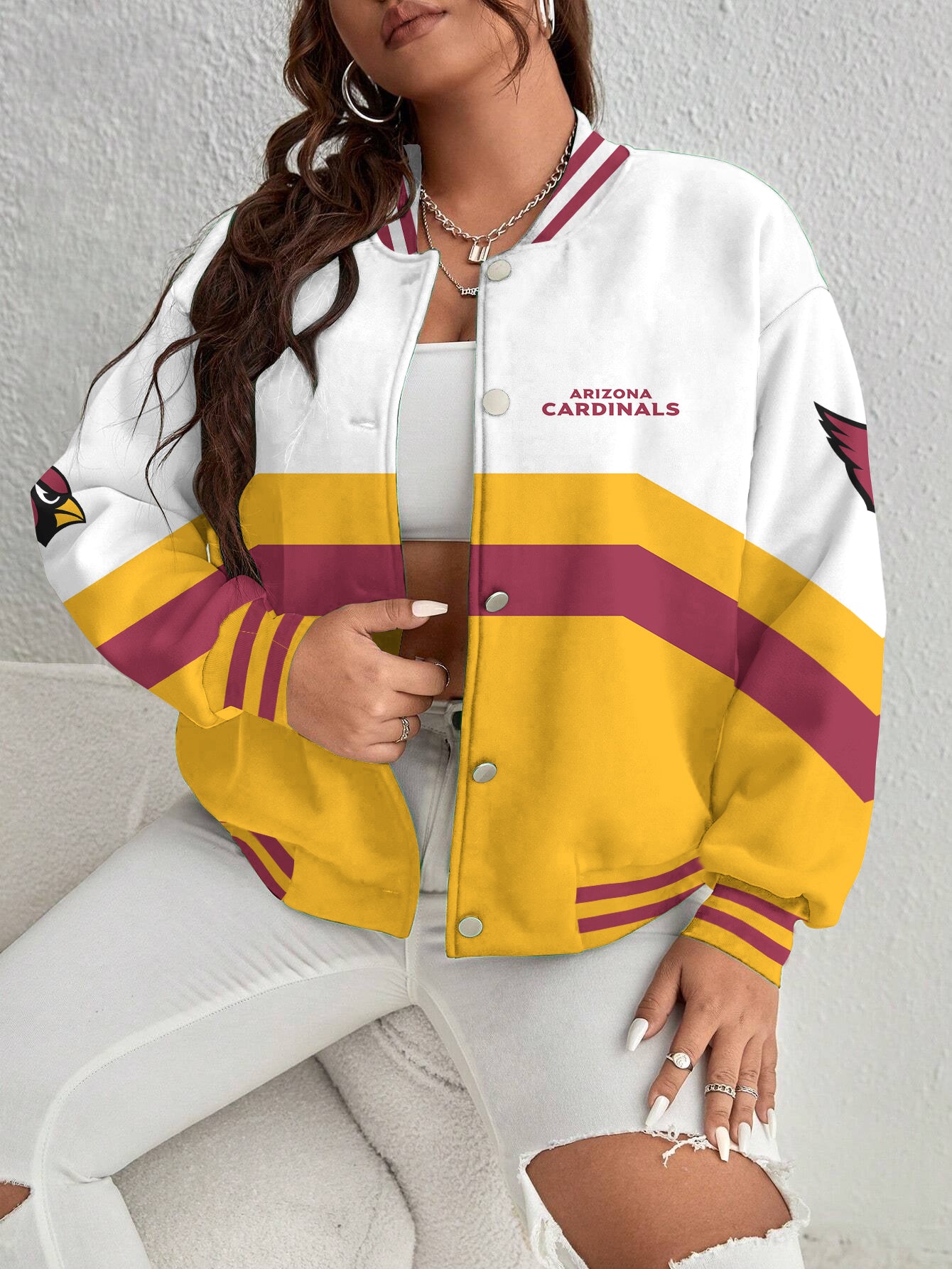 Arizona Cardinals Women's Long Pass Full- Snap Casual Jacket