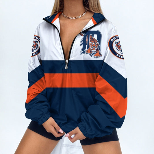 Women's Baseball Print V Neck Zipper Sweatshirt Jacket