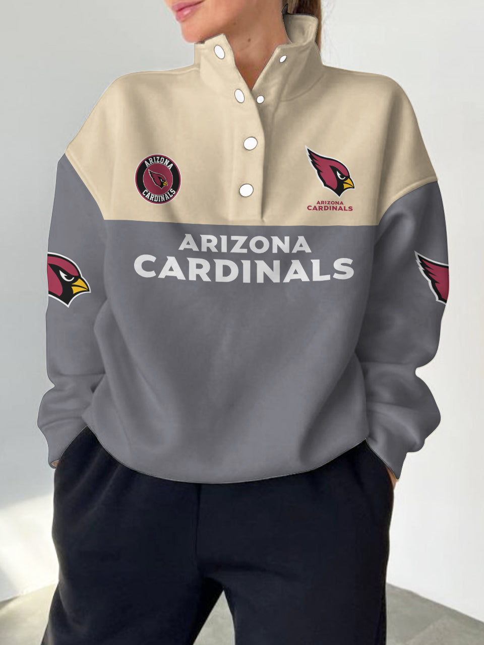 Arizona Cardinals  2025 New Design Casual Snap  Mockneck Pullover