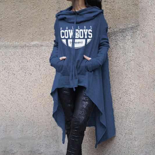 Fashionable Print Irregular Long Sleeve Sweatshirt