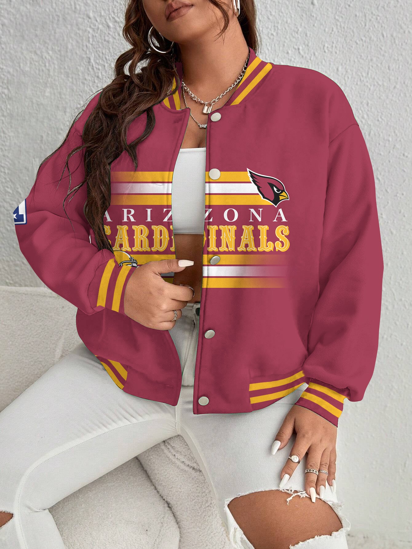 Arizona Cardinals Women's Long Pass Full- Snap Casual Jacket