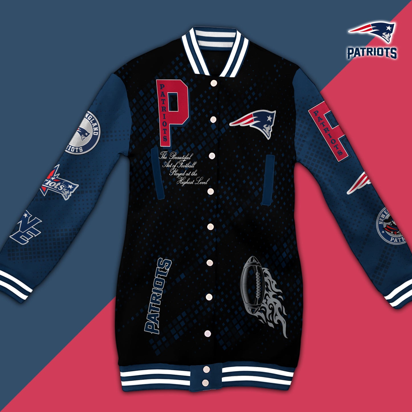 New England Patriots Limited Edition Button Down Long Sleeve Jacket Dress