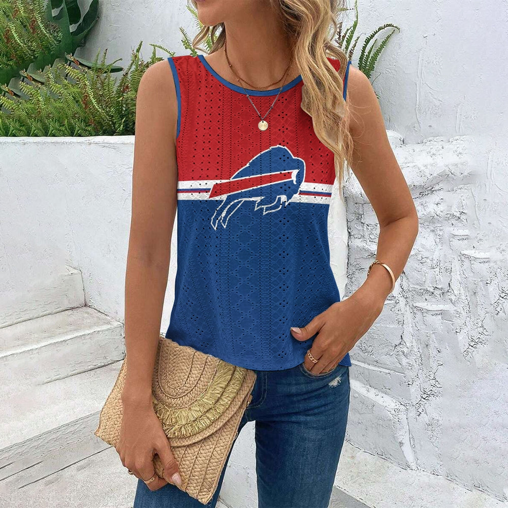 Buffalo Bills Cut Out Wrap Cross Wrap Back Asymmetrical Beach Tank Top