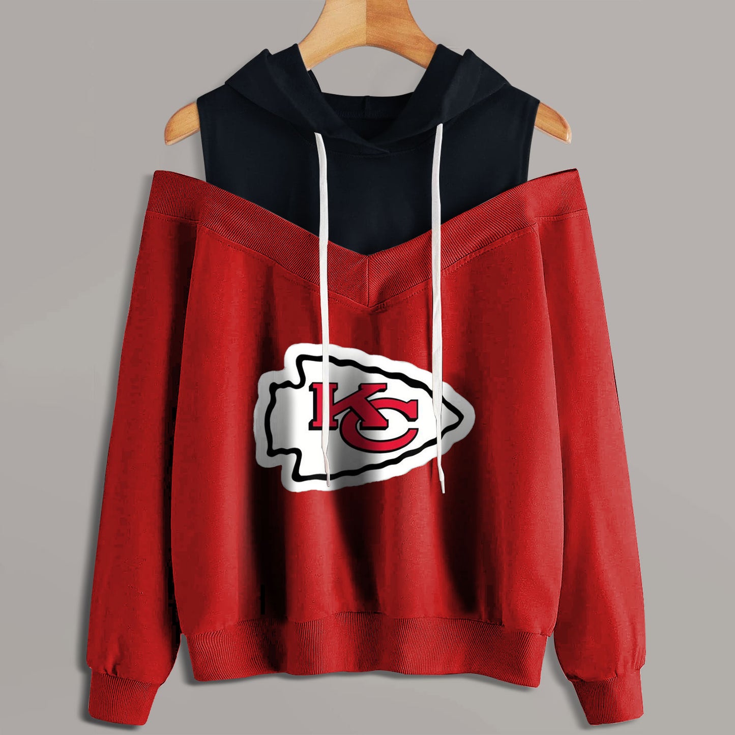 2 In 1 Colorblock Cold Shoulder Hoodie