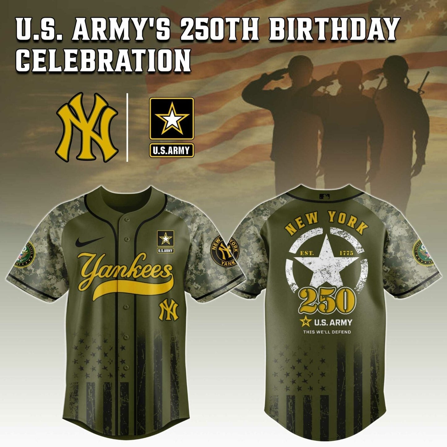 New York Yankees MLB x 250 U.S. ARMY Jersey 03