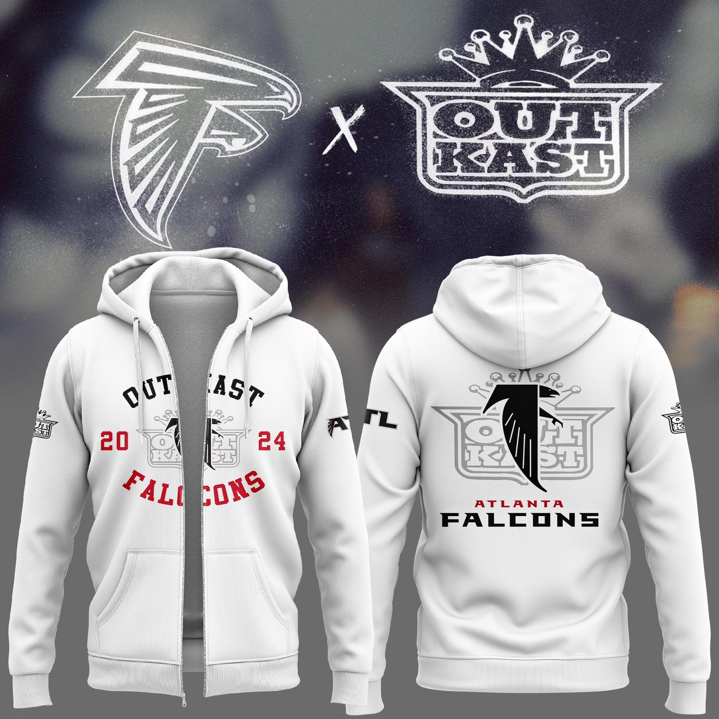 Outkast x Atlanta Falcons White Pullover Zip Hoodie