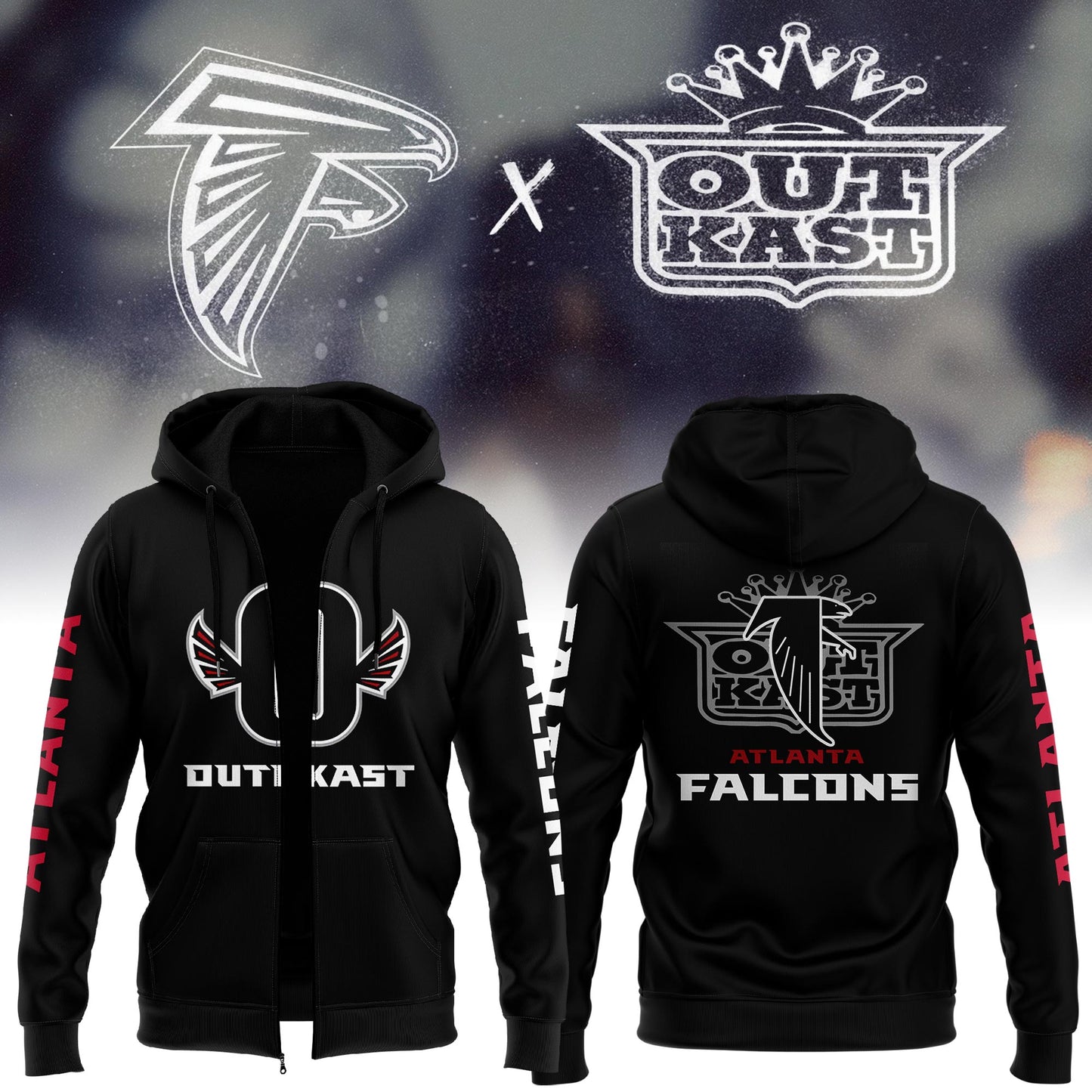 Outkast x Atlanta Falcons White Pullover Zip Hoodie