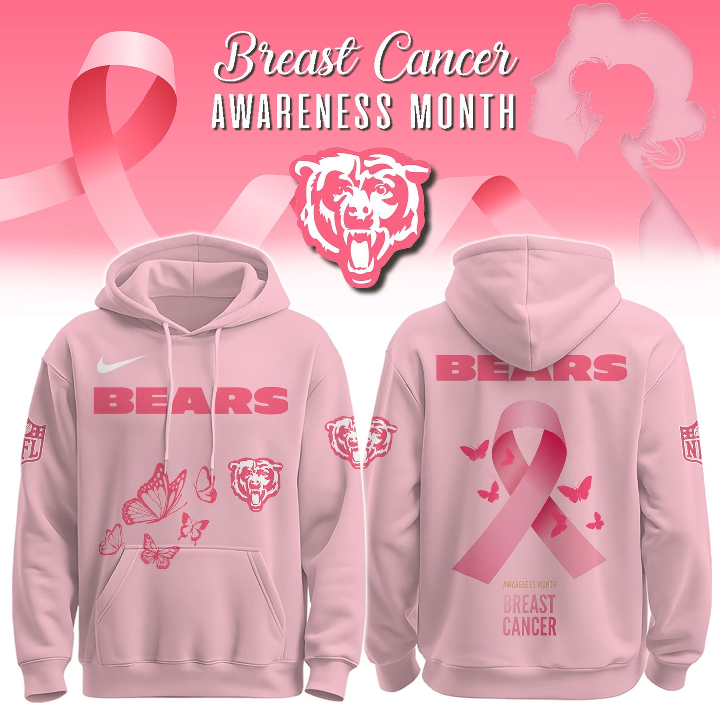 Bears Breast Cancer Awareness Edition Hoodie