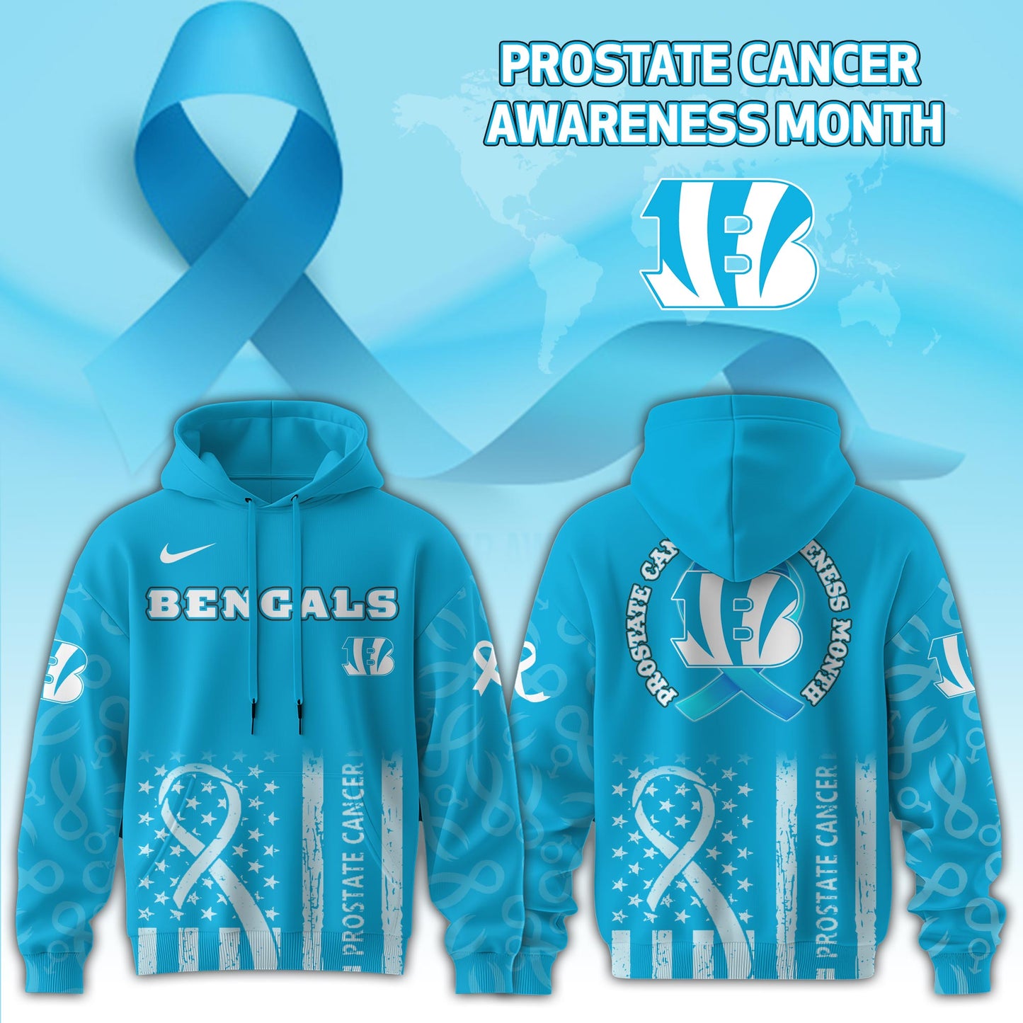 Cincinnati Bengals x Prostate Cancer Awareness Hoodie Edition