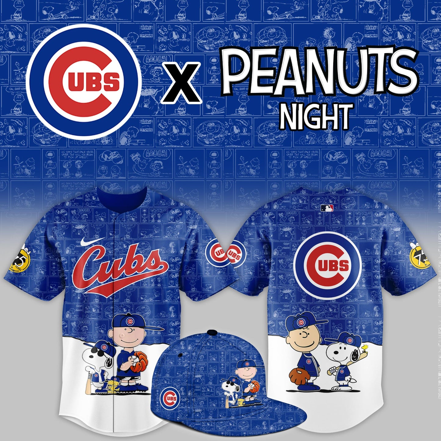 Chicago Cubs 2025 Peanuts Night Event Limited Jersey