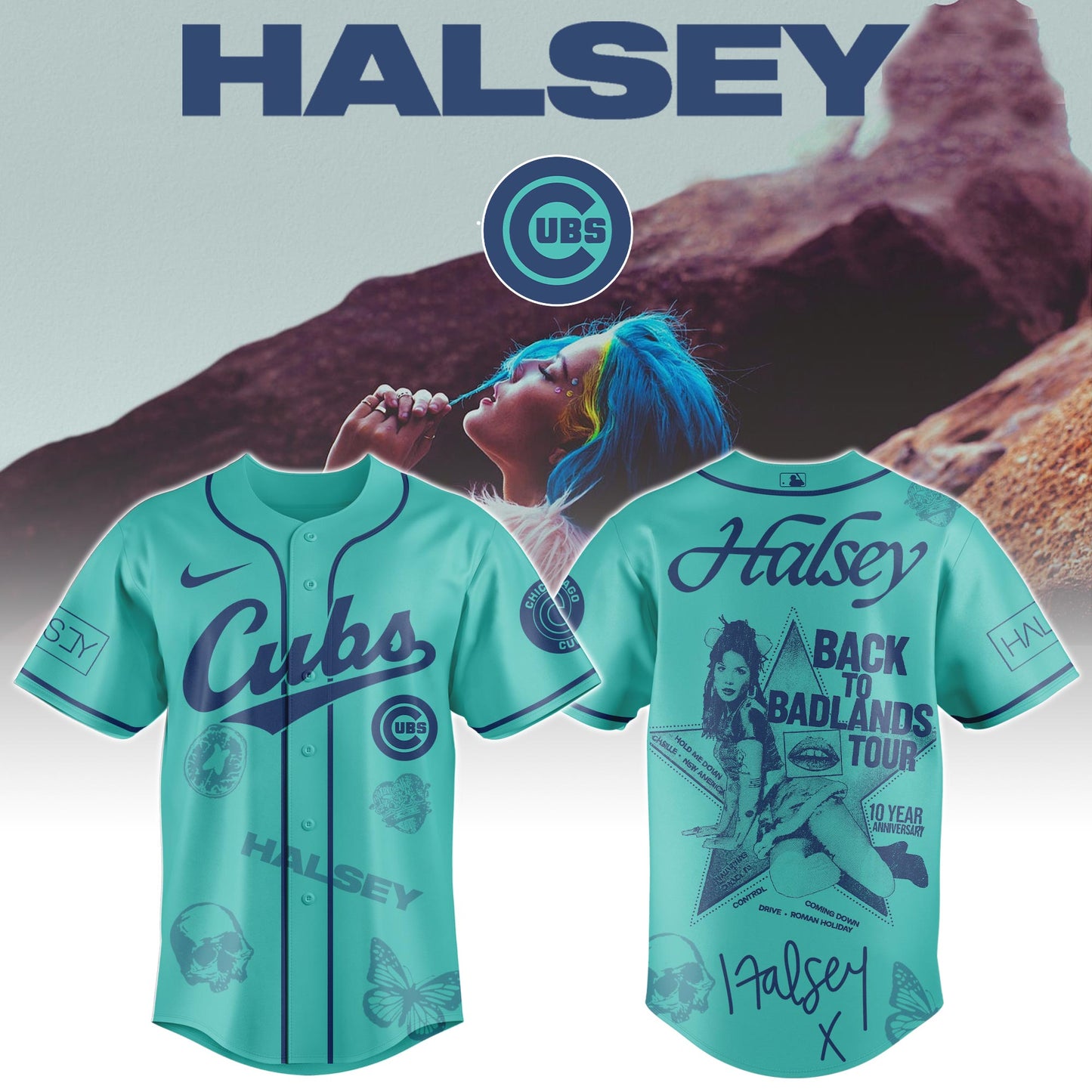 Chicago Cubs x Halsey “Back to Badlands Tour” Jersey Editions Limited +Selling Out Fast