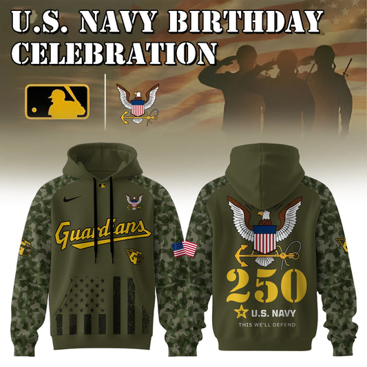 .Cleveland Guardians – U.S. Navy 250th Birthday Celebration Hoodie