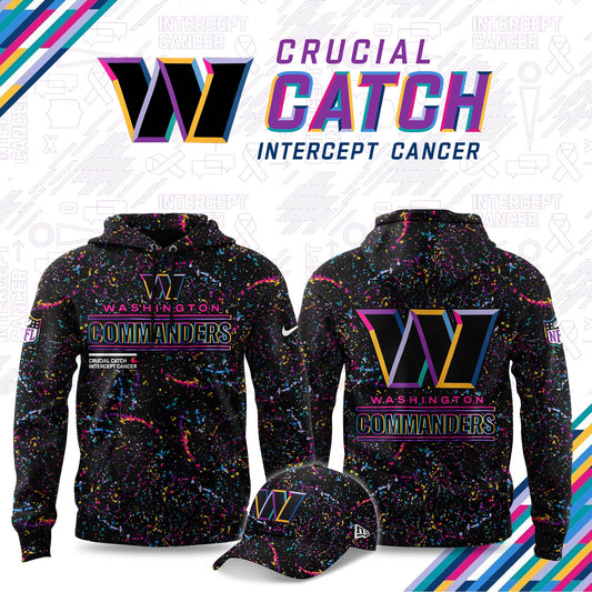 Limited Edition Black Washington Commanders 2025 NFL Crucial Catch Club Pullover Hoodie