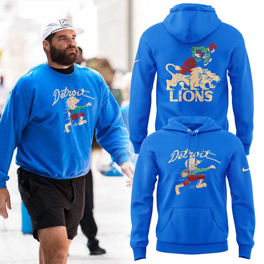 Limited Edition D Lions 50s Retro Mascot Royal Blue Hoodie