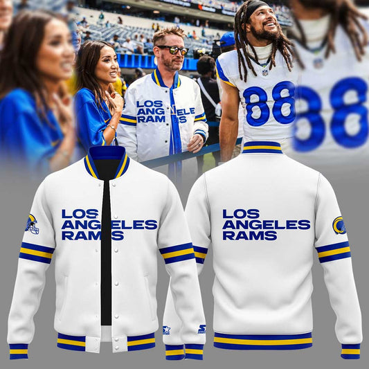 Varsity Satin Starter LA.Rams Midweight White Jacket Jacket