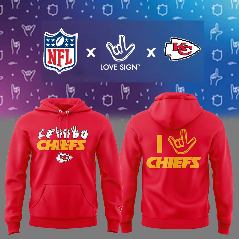 Limited Edition K.C Chiefs x NFL ASL Collection by Love Sign American Sign Language Hoodie