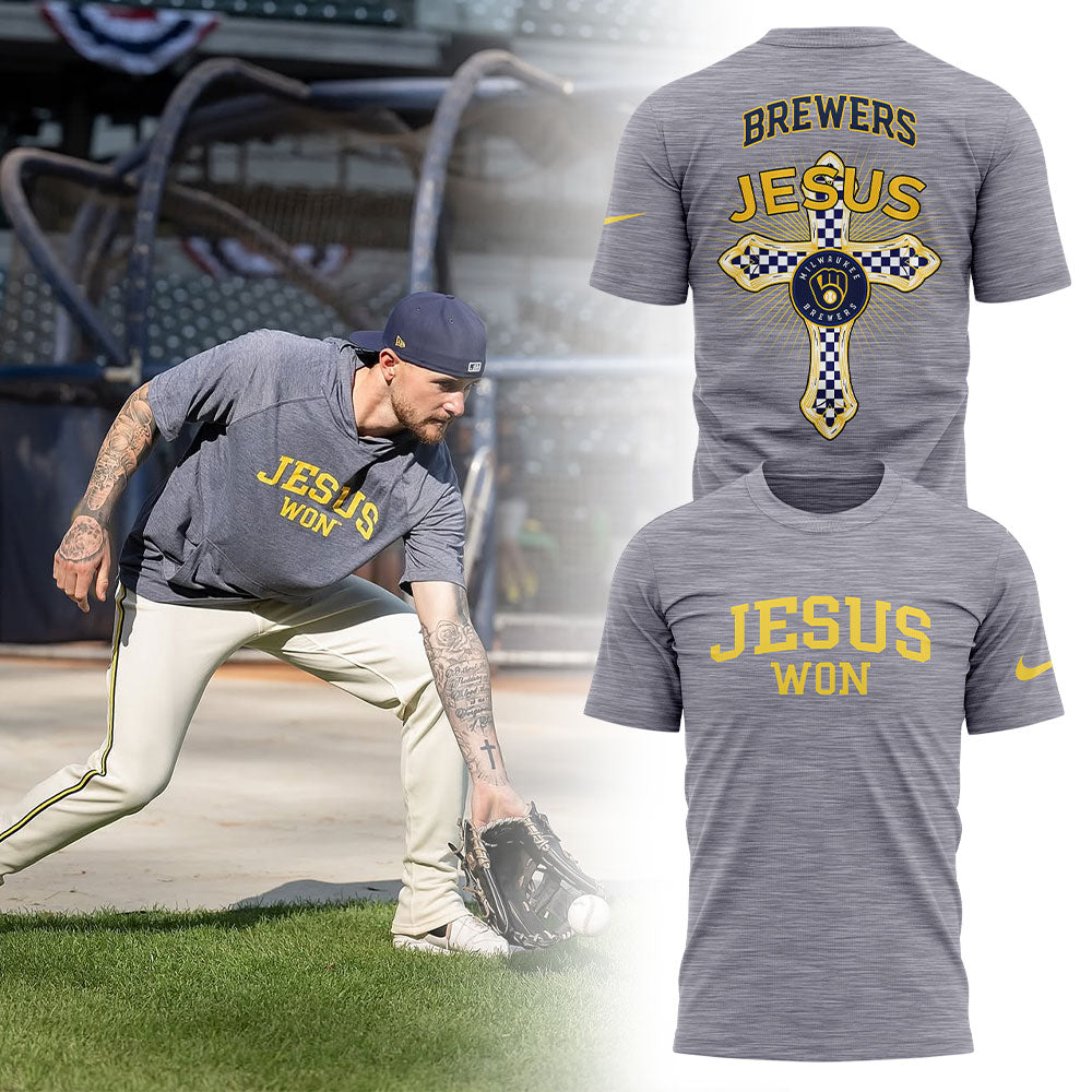 Milwaukee Brewers JESUS WON - Thank You Jesus T-Shirt