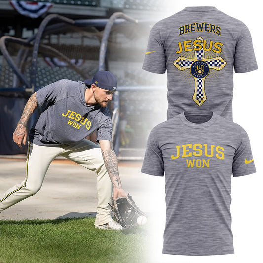 Milwaukee Brewers JESUS WON - Thank You Jesus T-Shirt
