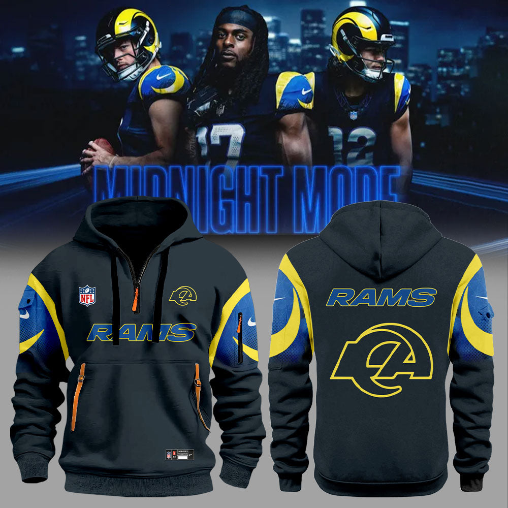 Limited Editon LA.Rams New Rivalries Mid Night Mod Uniform 2025 Zip 1/4 Hoodie