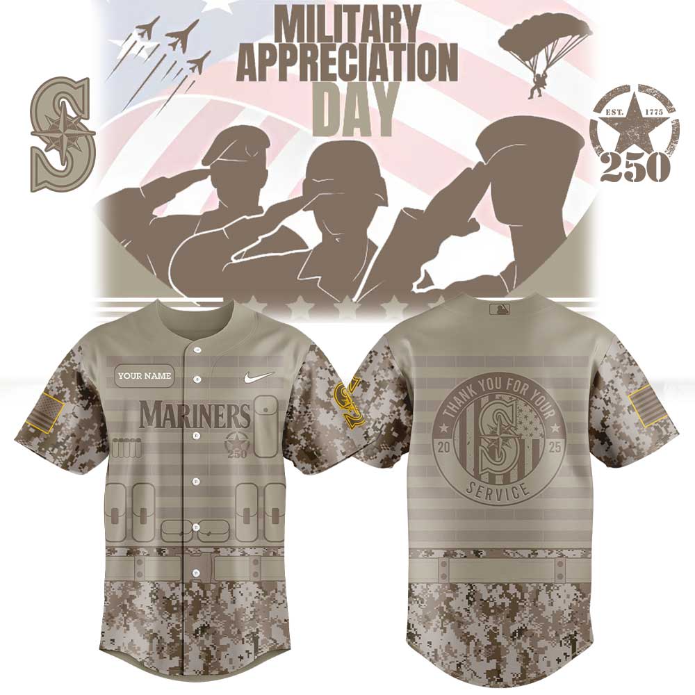 Limited Edition S.Mariners Military Appreciation 250th Annivesay Jersey Custom Name For Fans