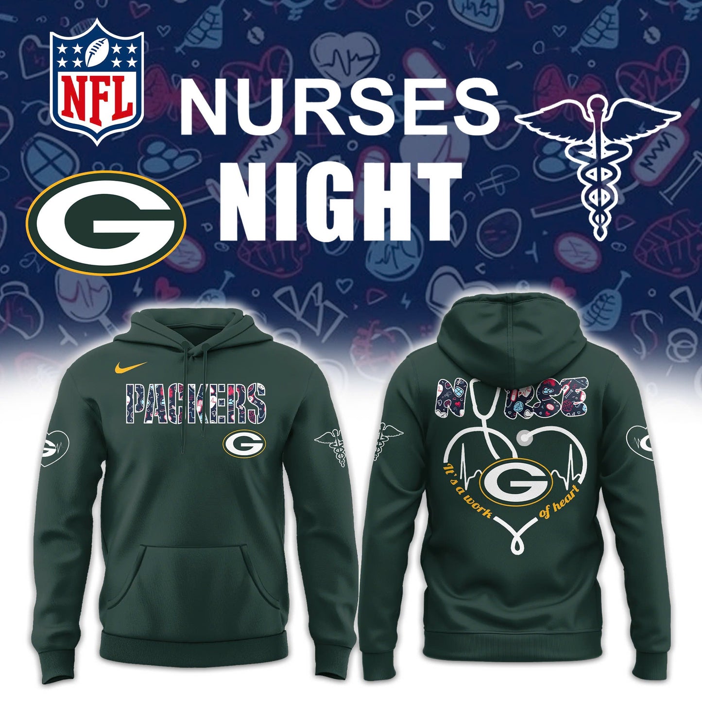 GB.Packers NURSES NIGHT Combo Hoodie