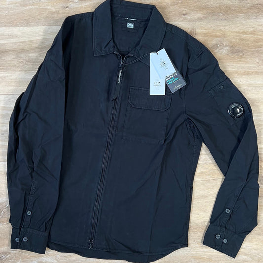 CP Company Organic Gabardine Lens Overshirt in Black