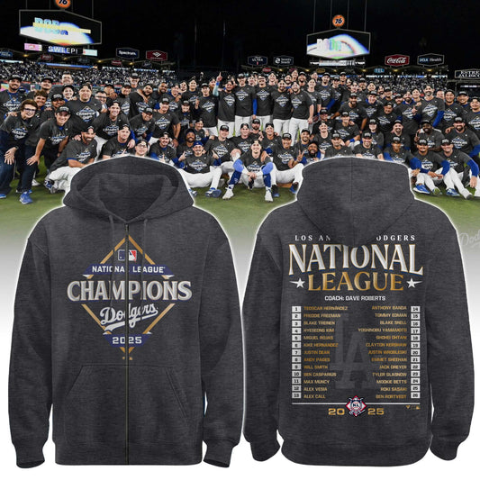 LA DODGERS NATIONAL LEAGUE CHAMPIONS2025 Zip Hoodie