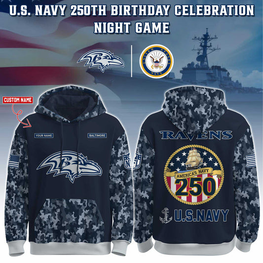 Baltimore Ravens Navy 250th Birthday Hoodie Limited Edions