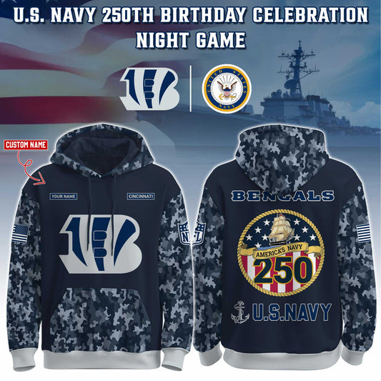 Cincinnati Bengals Navy 250th Birthday Hoodie Limited Edions