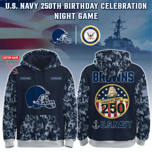 Cleveland Browns Navy 250th Birthday Hoodie Limited Edions