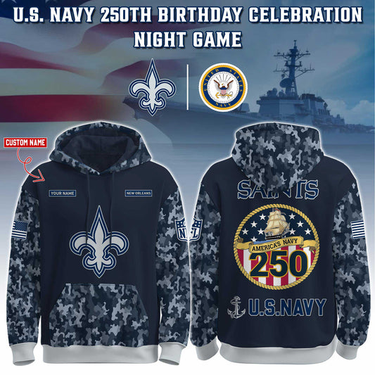 New Orleans Saints Navy 250th Birthday Hoodie Limited Edions