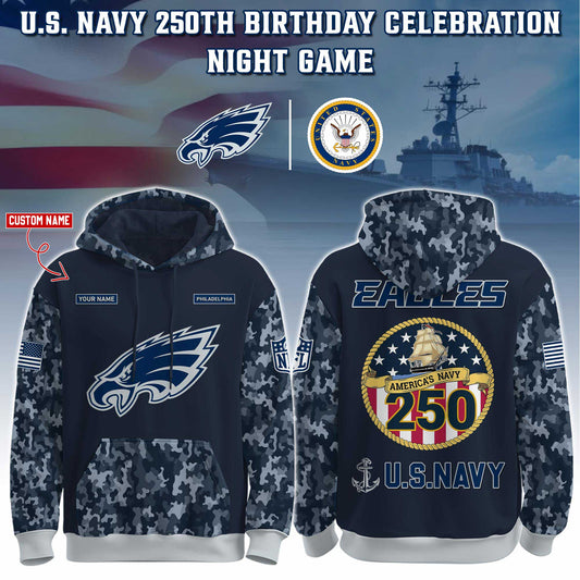 Philadelphia Eagles Navy 250th Birthday Hoodie Limited Edions