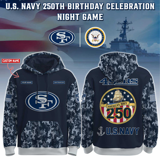 San Francisco 49ers Navy 250th Birthday Hoodie Limited Edions