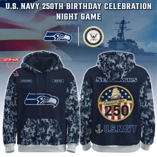 Seattle Seahawks Navy 250th Birthday Hoodie Limited Edions