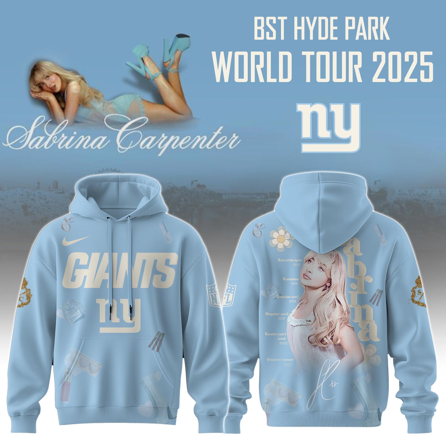 NY Giants x Sabrina Carpenter “Short n’ Sweet Tour” Hoodie Editions Limited +Selling Out Fast