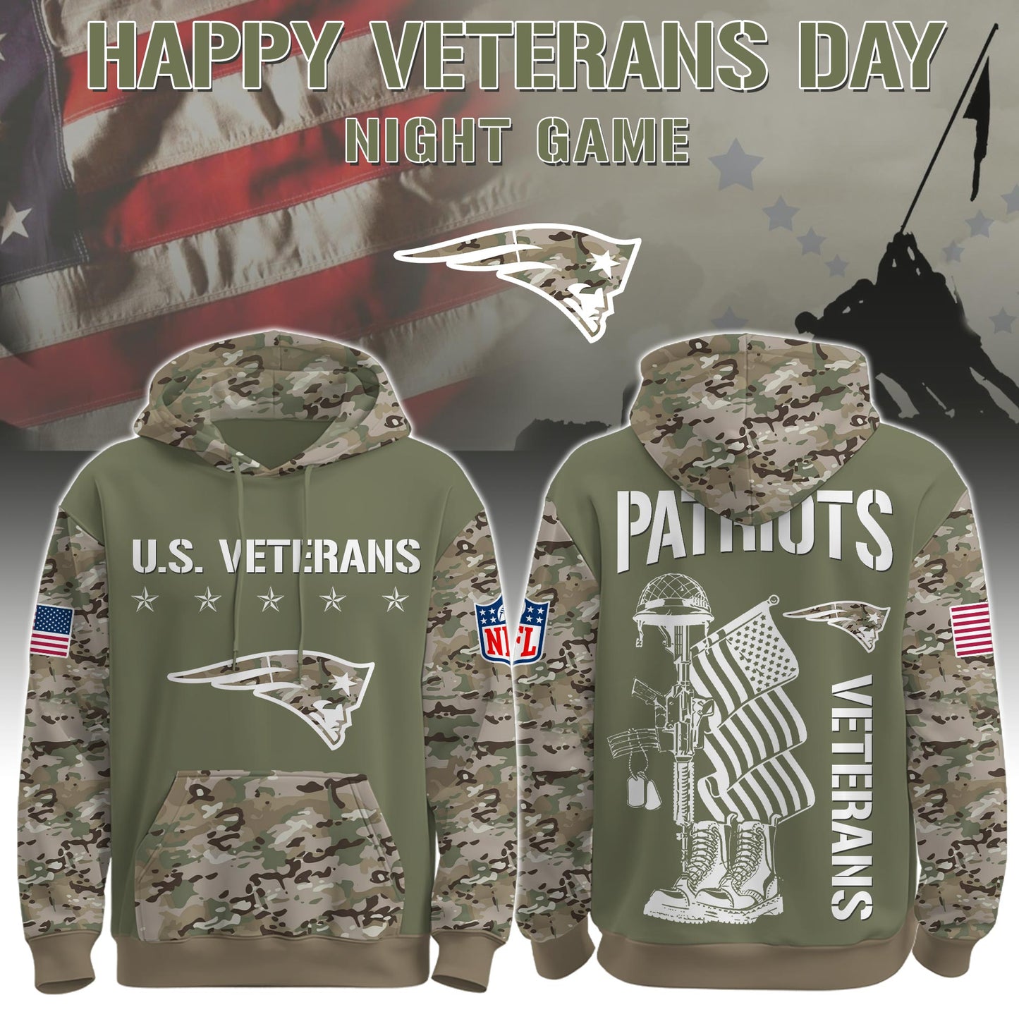 New England Patriots - Veteran Day 2025 Hoodie Limited Edions