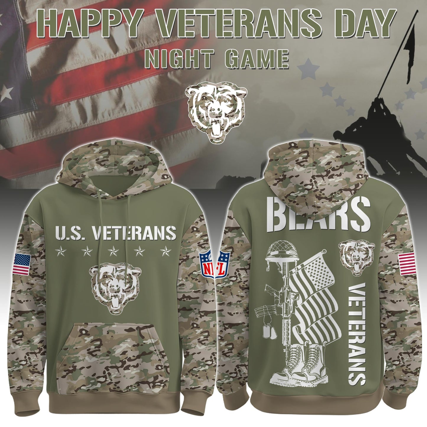 Chicago Bears - Veteran Day 2025 Hoodie Limited Edions