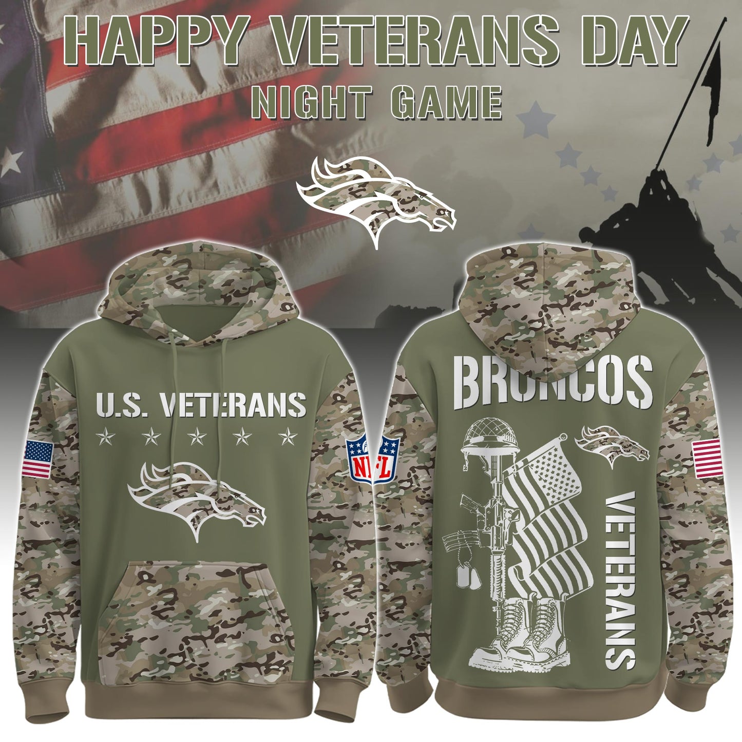 Denver Broncos - Veteran Day 2025 Hoodie Limited Edions