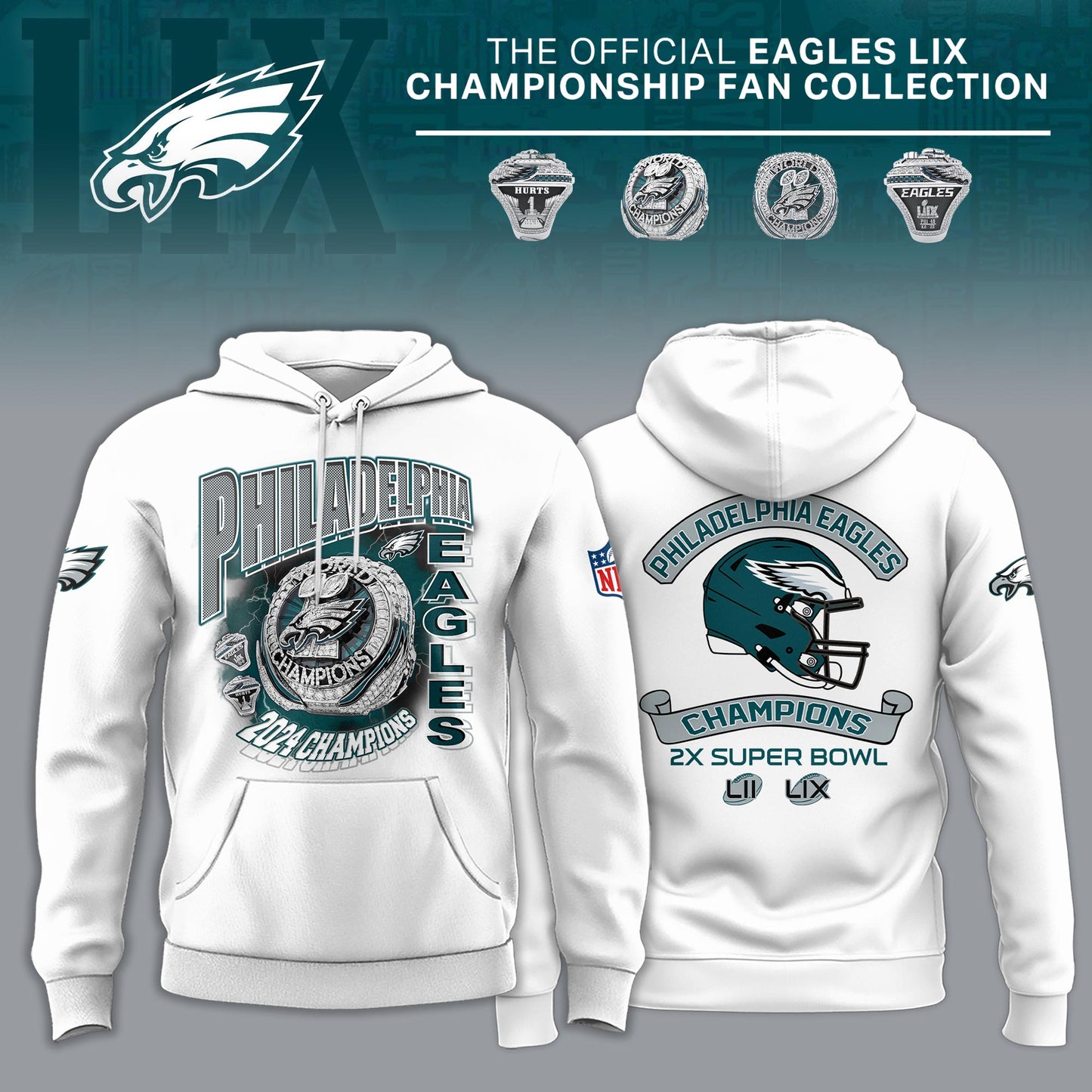 Philadelphia Eagles Super Bowl LIX Champions Ring Hoodie