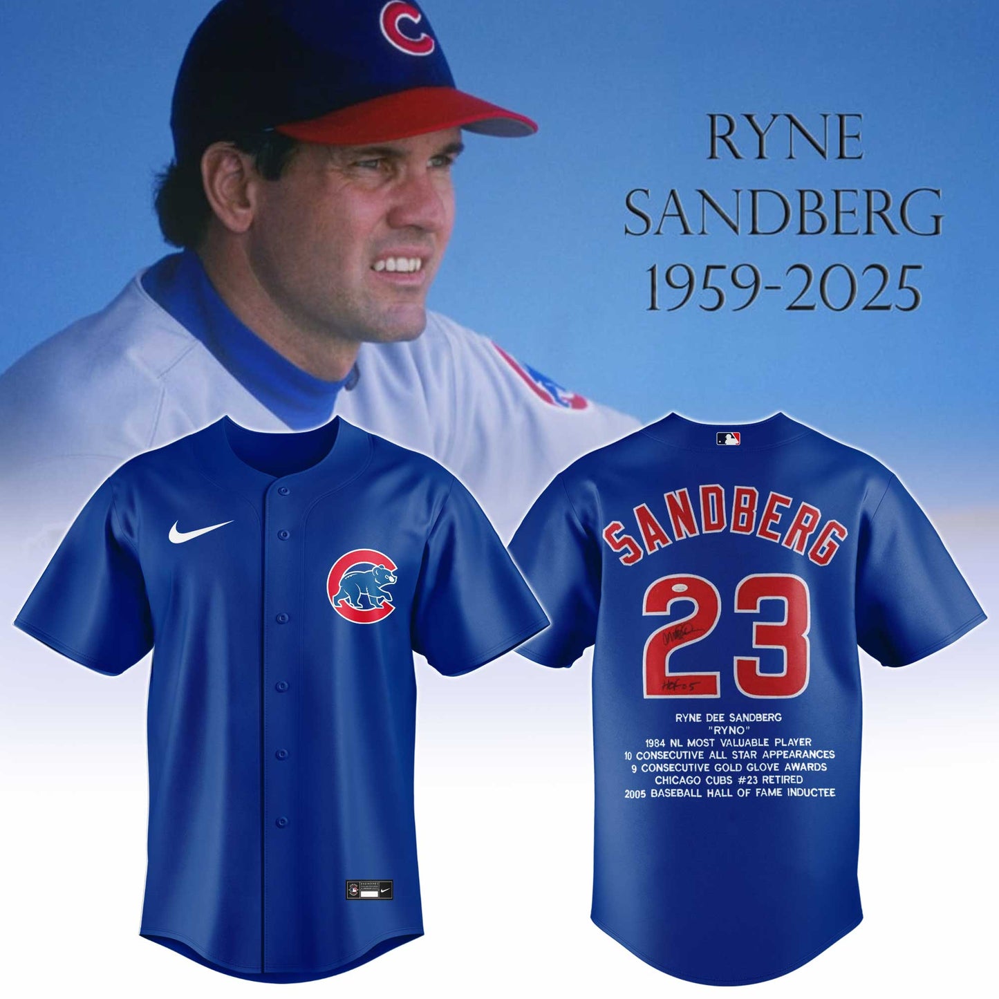 Ryne Sandberg 1959 2025 Jersey Editions Limited Blue