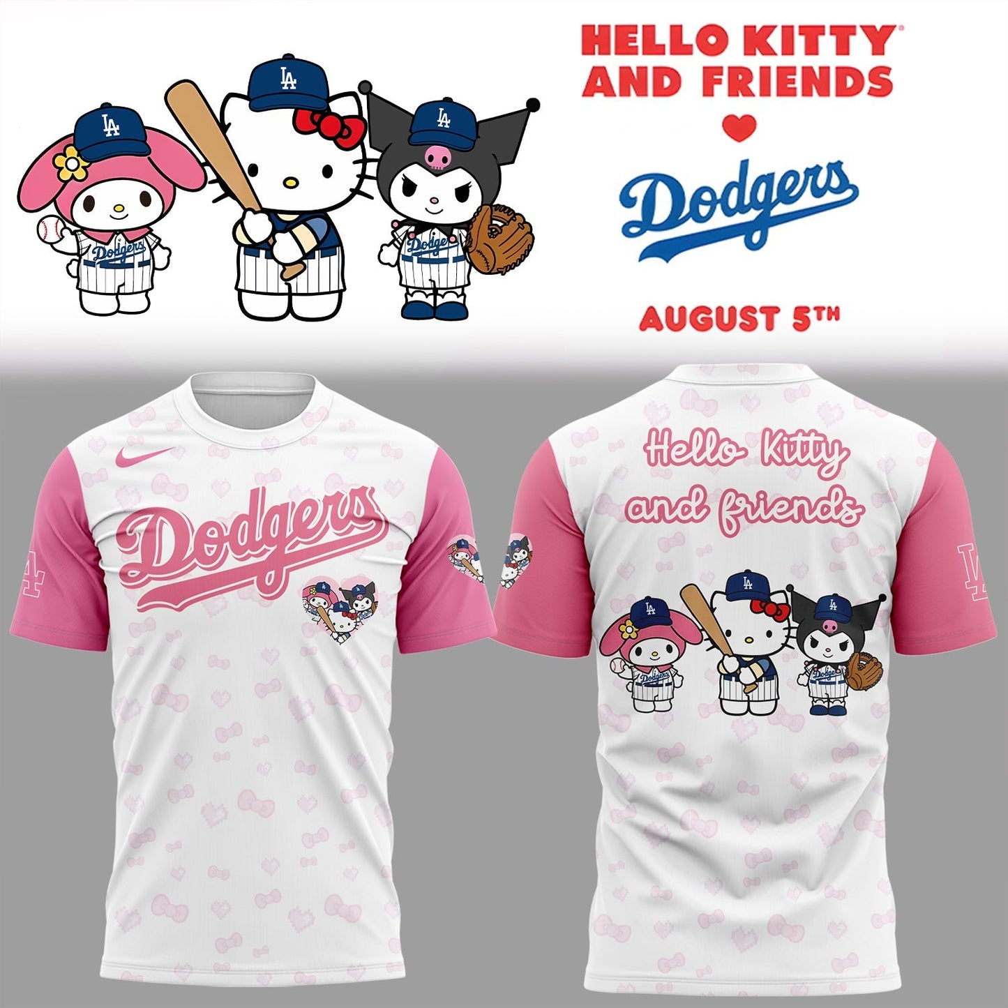 Los Angeles Dodgers x Hello Kitty Night Game Limited Edition 2025 T-shirt