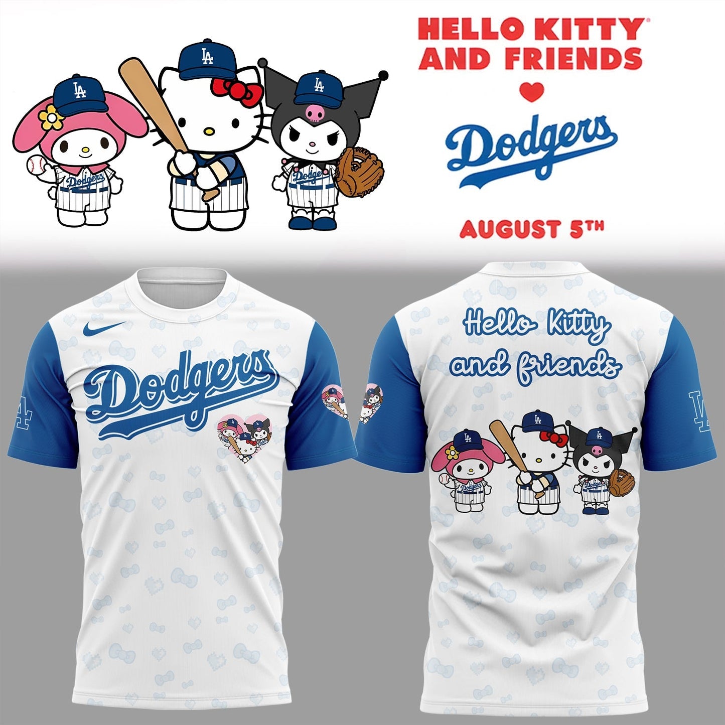 Los Angeles Dodgers x Hello Kitty Night Game Limited Edition 2025 T-shirt