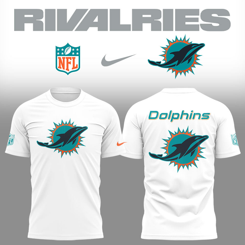 Limited Edition Dolphins Football Rivalries Teaser Logo White TShirt