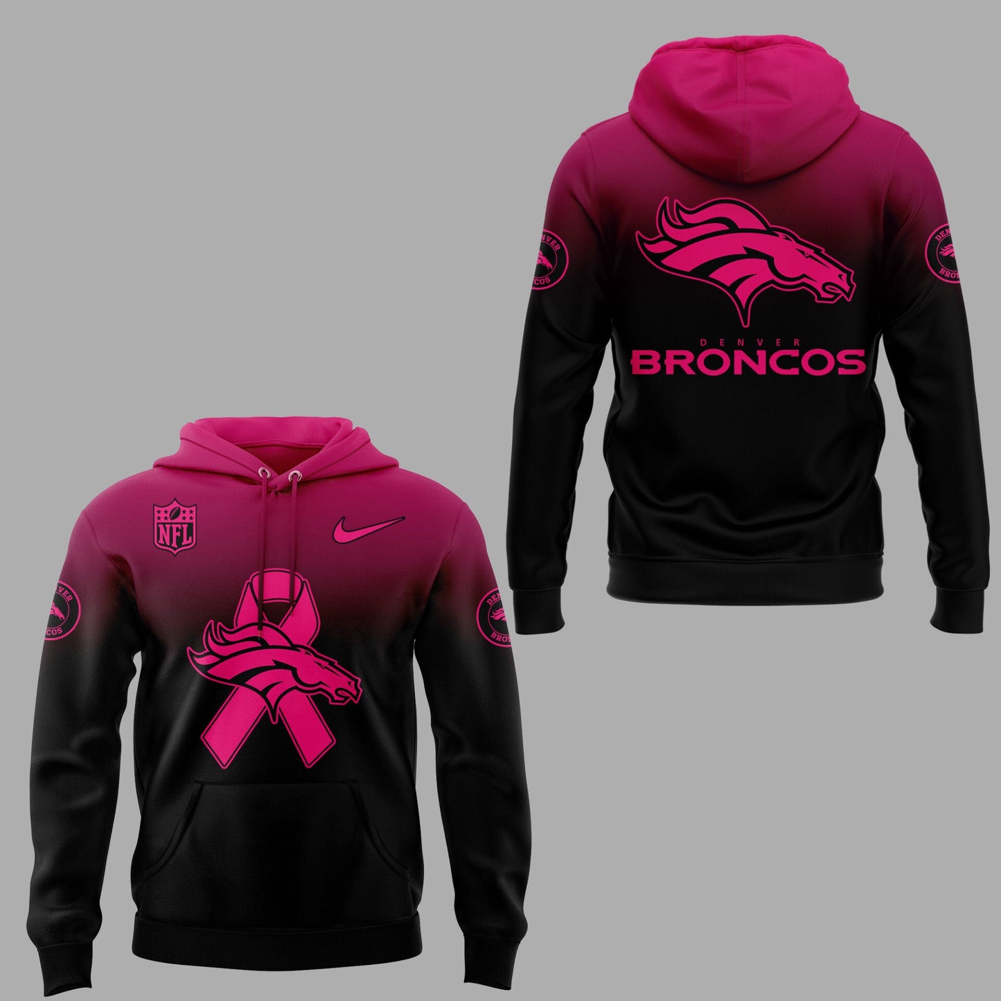 Denver Broncos Football Breast Cancer Hoodie