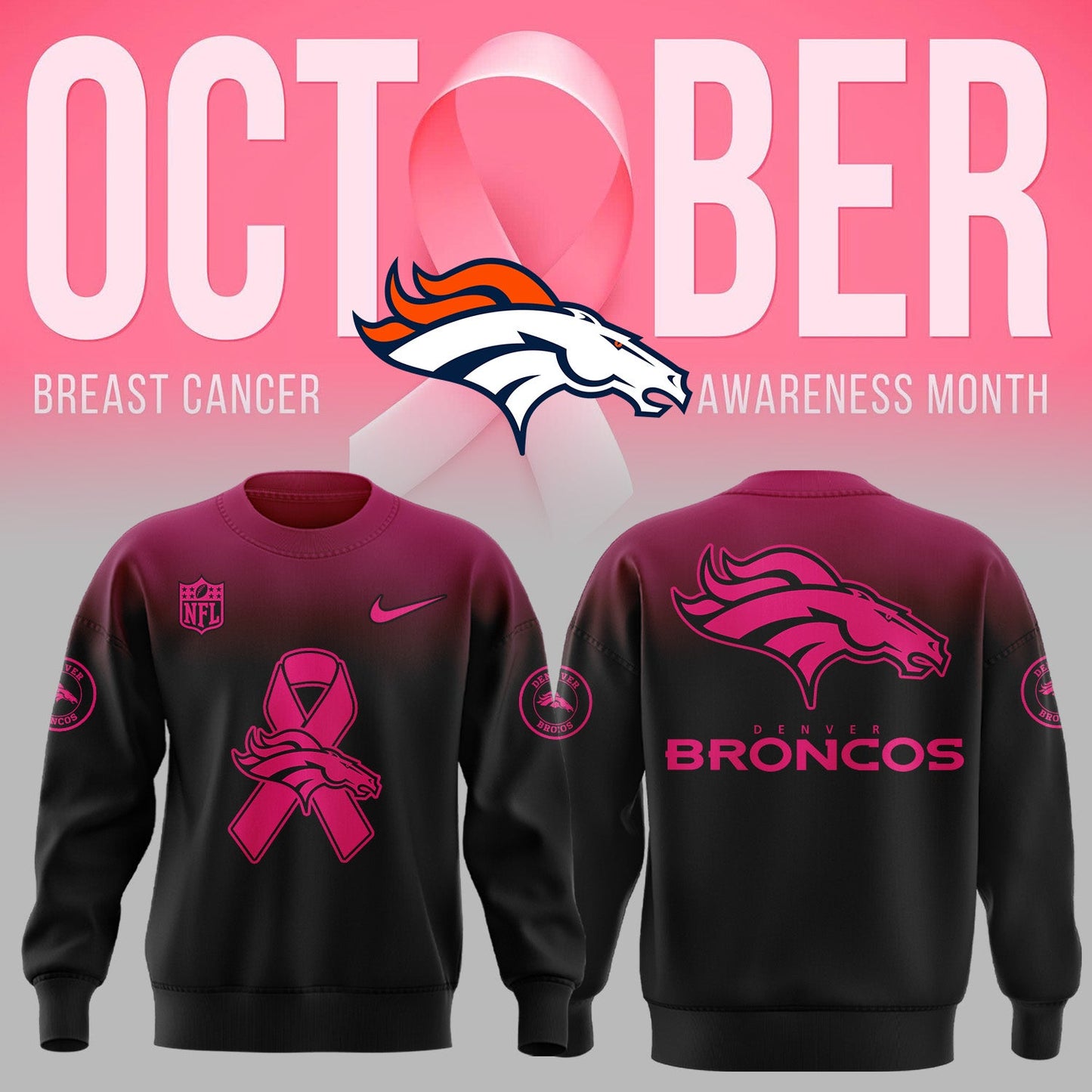 Denver Broncos Football Breast Cancer 2025 Sweatshirt
