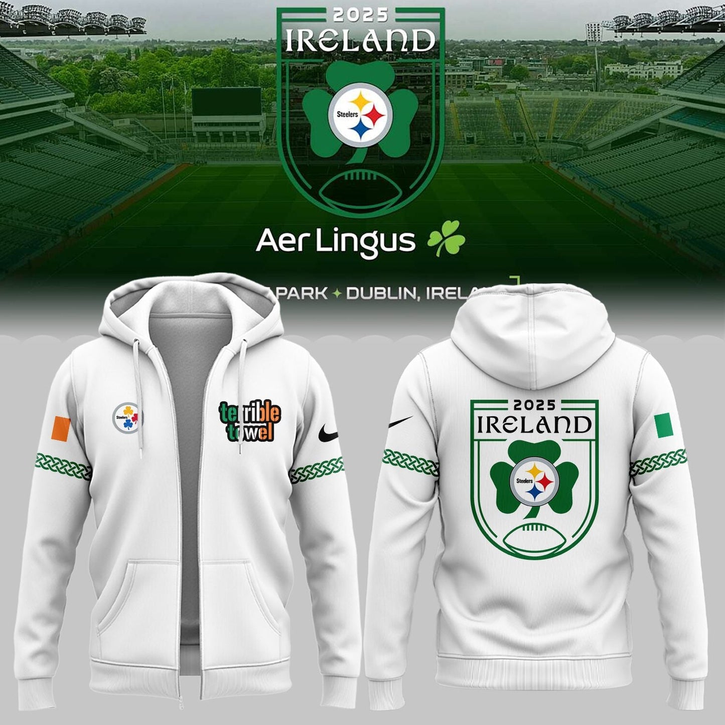 Ireland 2025 Limited Edition Dublin Game ZIPHoodie-ND09252556